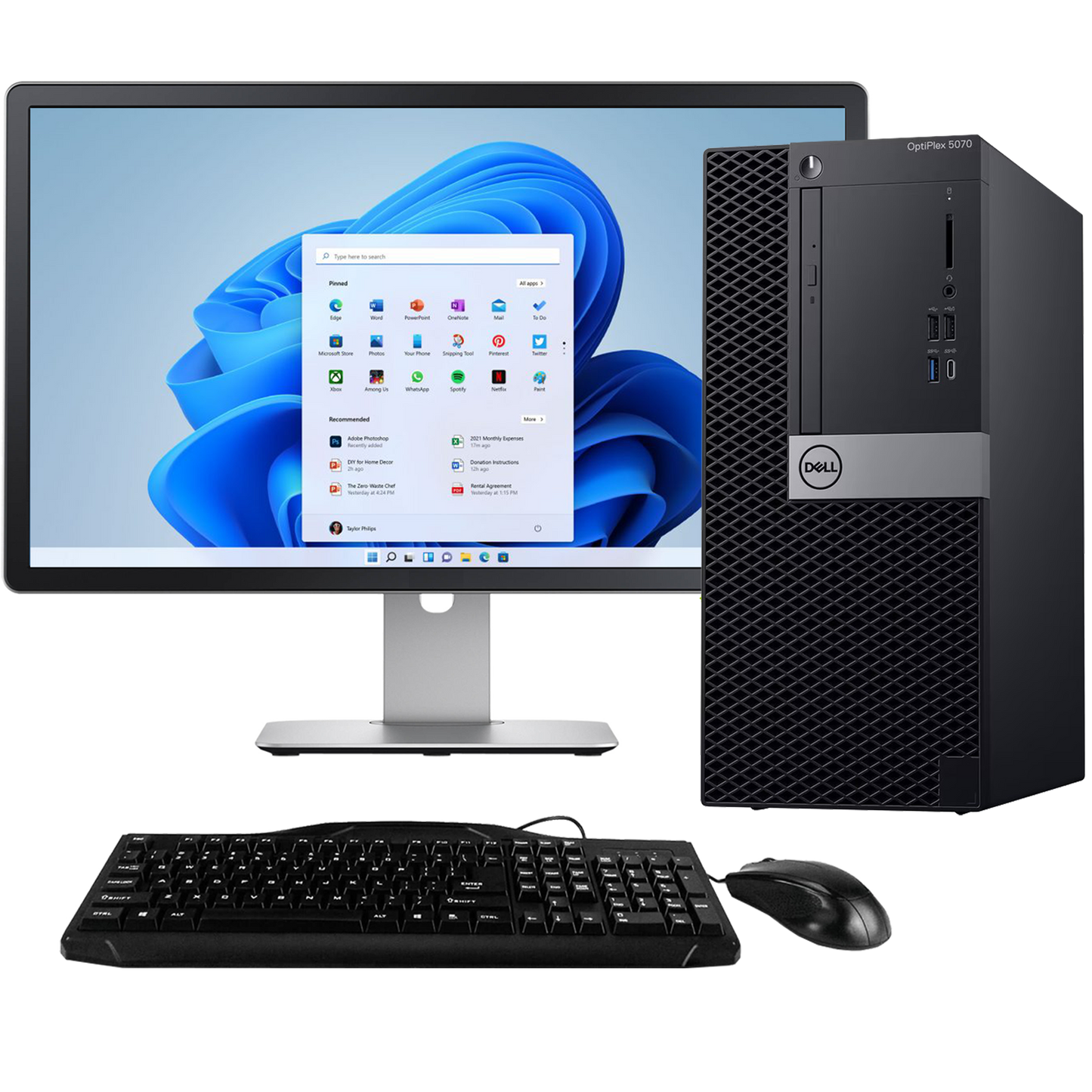 Dell OptiPlex 5070 Intel i3, 9th Gen Tower PC with 20" Monitor Desktop Computers