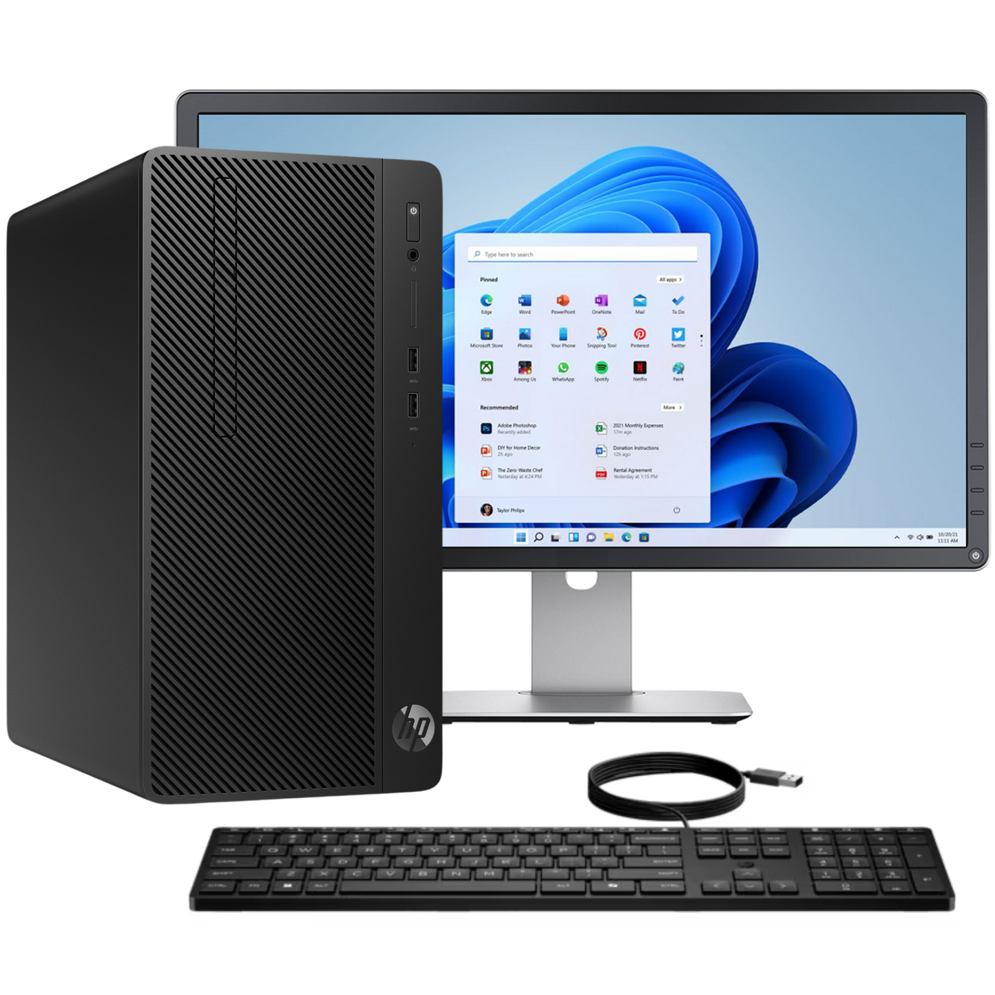 HP 290 G2 Intel i5, 8th Gen Microtower PC with Win 11 + 20" Monitor