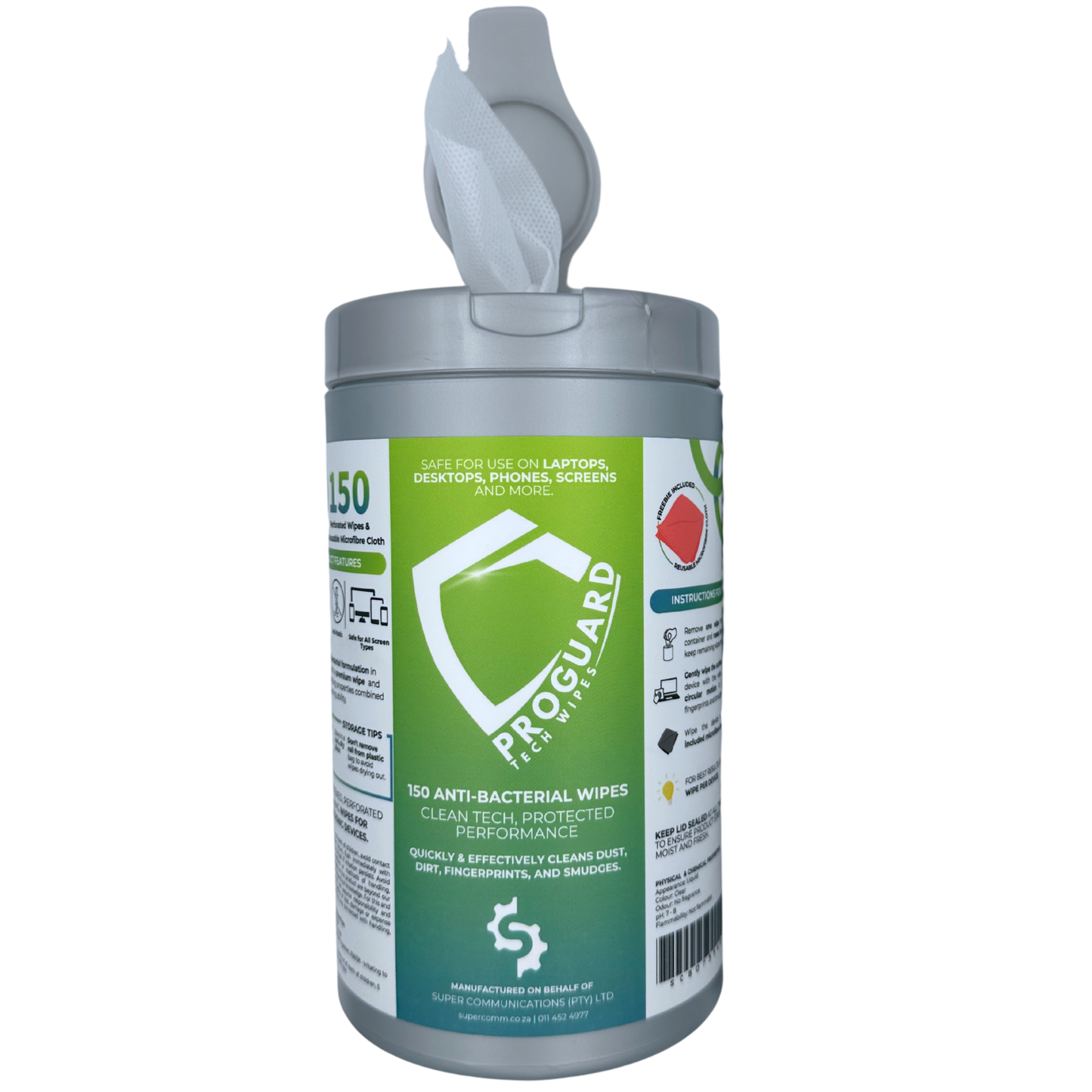 ProGuard Anti-Bacterial Device Cleaning Wipes + Reusable Microfibre Cloth