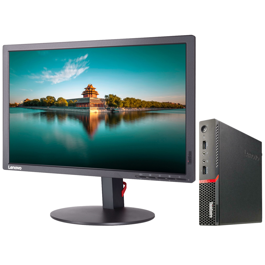 Lenovo ThinkCentre M900 Intel i5, 6th Gen USFF Desktop PC with 20" Monitor Desktop Computers