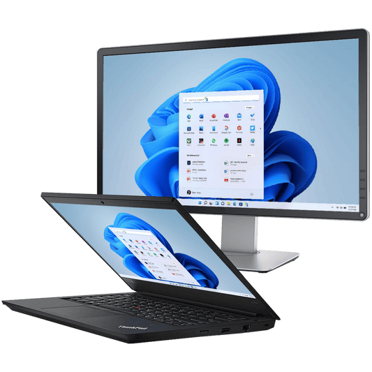 Lenovo Laptops - Refurbished Lenovo ThinkPad E490 Intel i5, 8th Gen Laptop with Win 11 + 20" Monitor