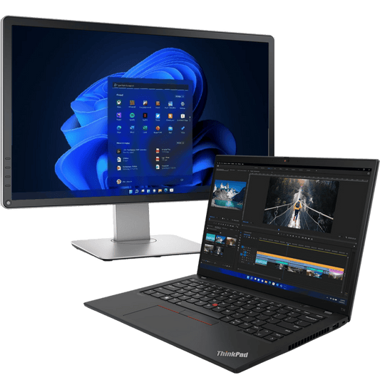 Lenovo Laptops - Refurbished Lenovo ThinkPad T14 Ryzen 5 Pro Laptop with 16GB Ram + 20" Monitor