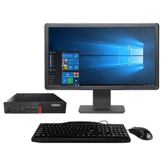 Lenovo ThinkCentre M710q Intel i3, 6th Gen Micro Desktop + 20" Monitor Desktop Computers