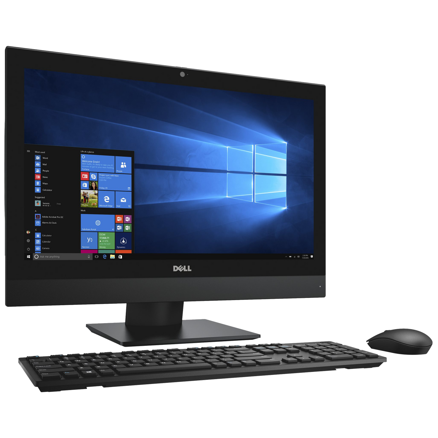 Dell OptiPlex 5250 All-in-One Desktop PC Front Left with Keyboard and Mouse