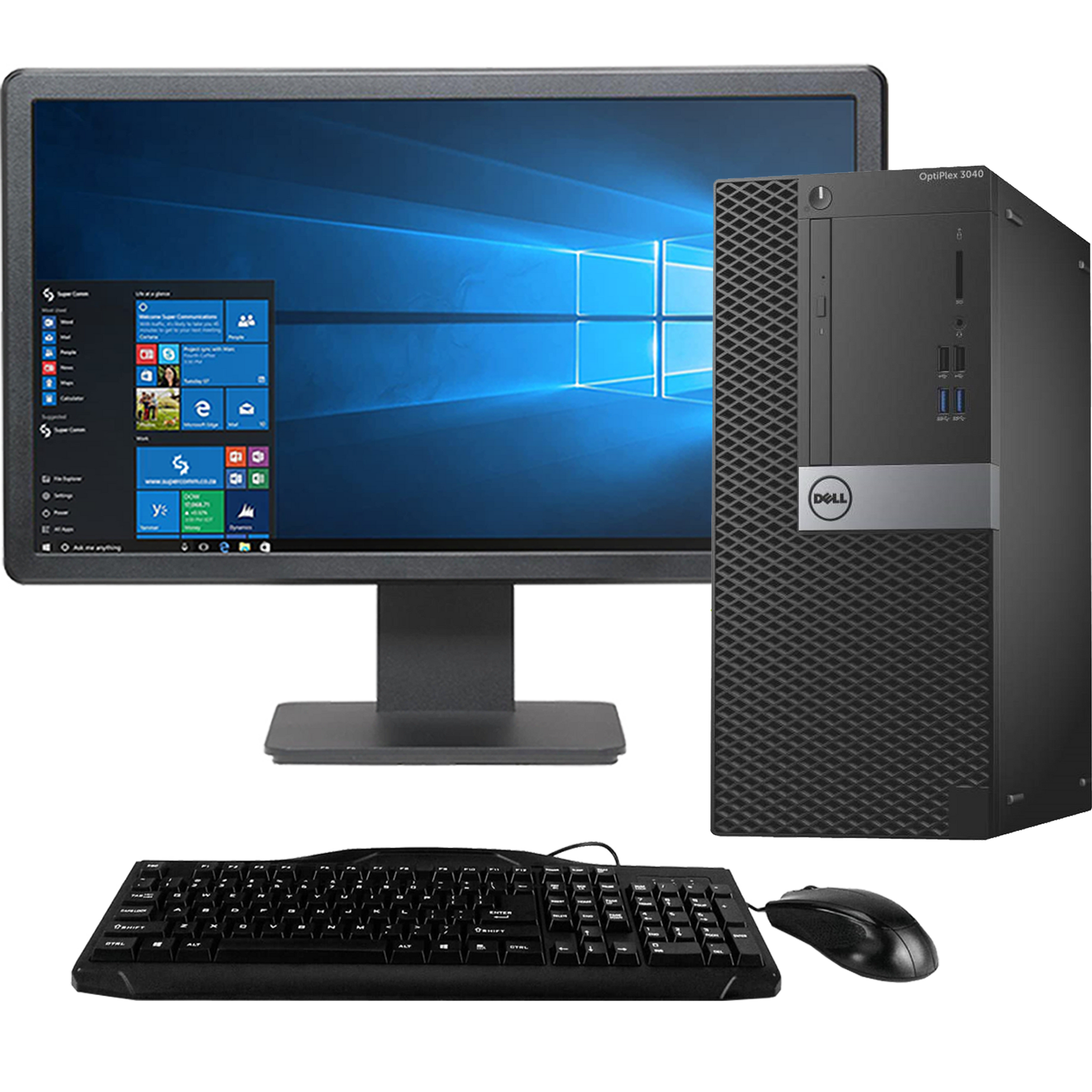 Dell OptiPlex 3040 Intel i5, 6th Gen Tower PC with 20" Monitor Desktop Computers