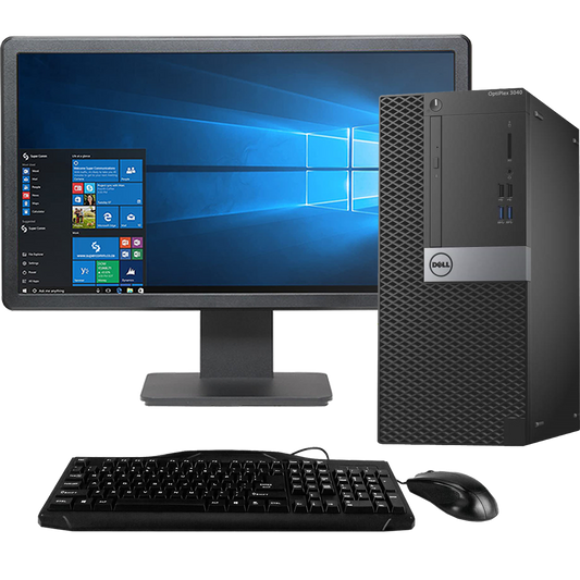 Dell OptiPlex 3040 Intel i5, 6th Gen Tower PC with 20" Monitor Desktop Computers