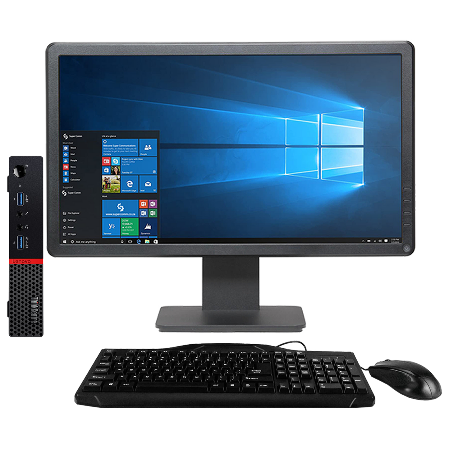 Lenovo ThinkCentre M700 Intel i3, 6th Gen Micro Desktop PC with 20" Monitor Desktop Computers