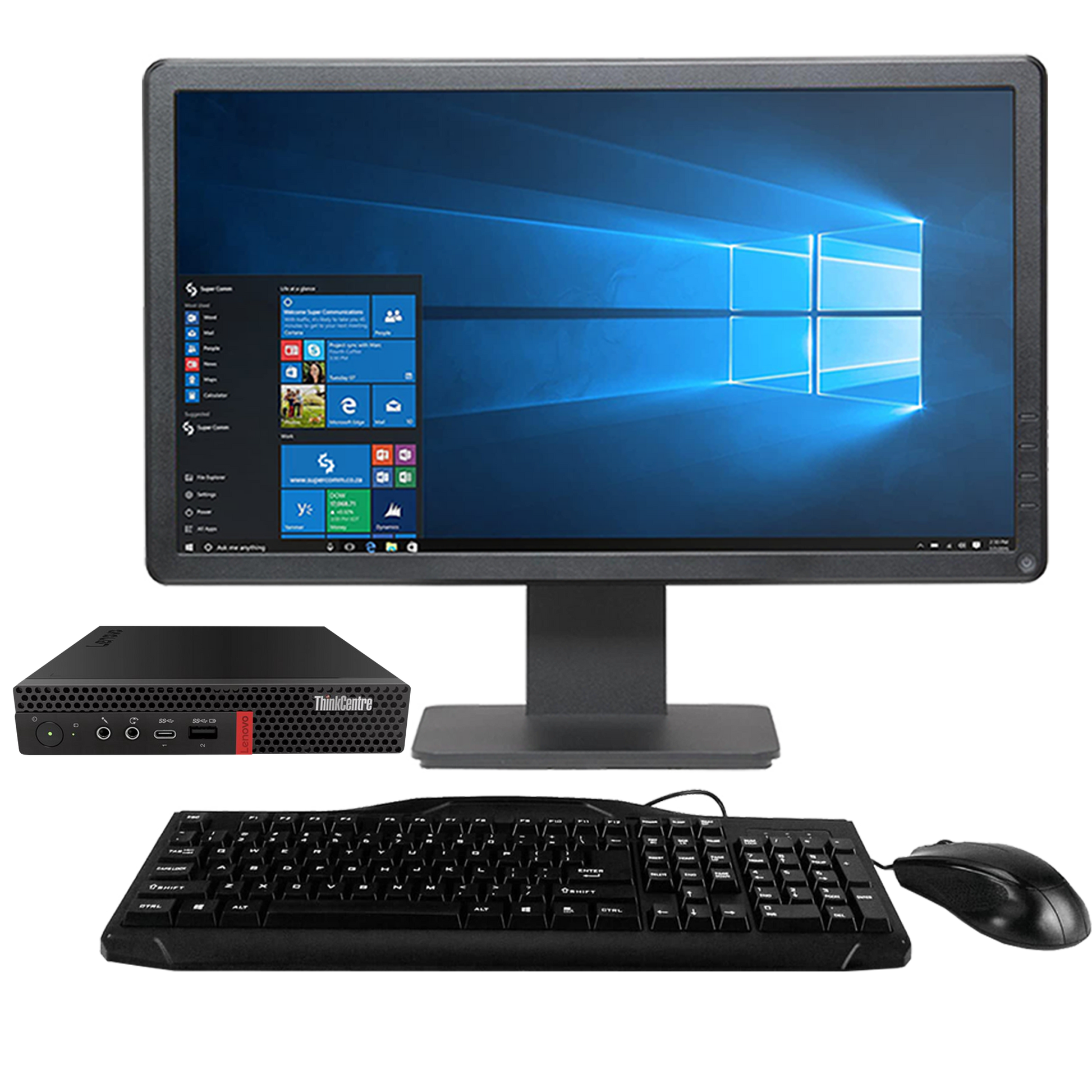 Lenovo ThinkCentre M715q AMD Ryzen 5 Tiny PC with 20" Monitor Desktop Computers