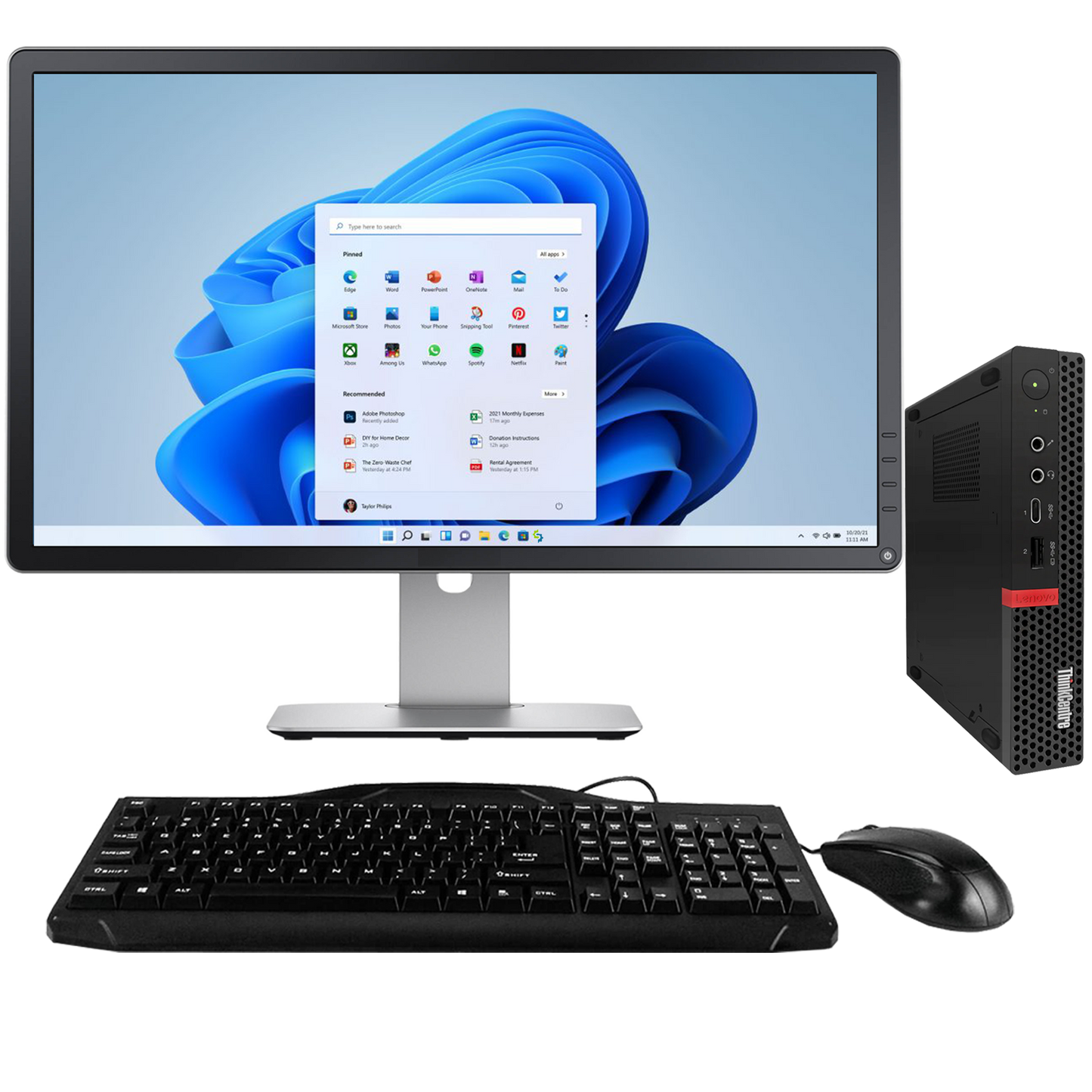 Lenovo ThinkCentre M720q Intel i5, 8th Gen Tiny PC with 20" Monitor Desktop Computers