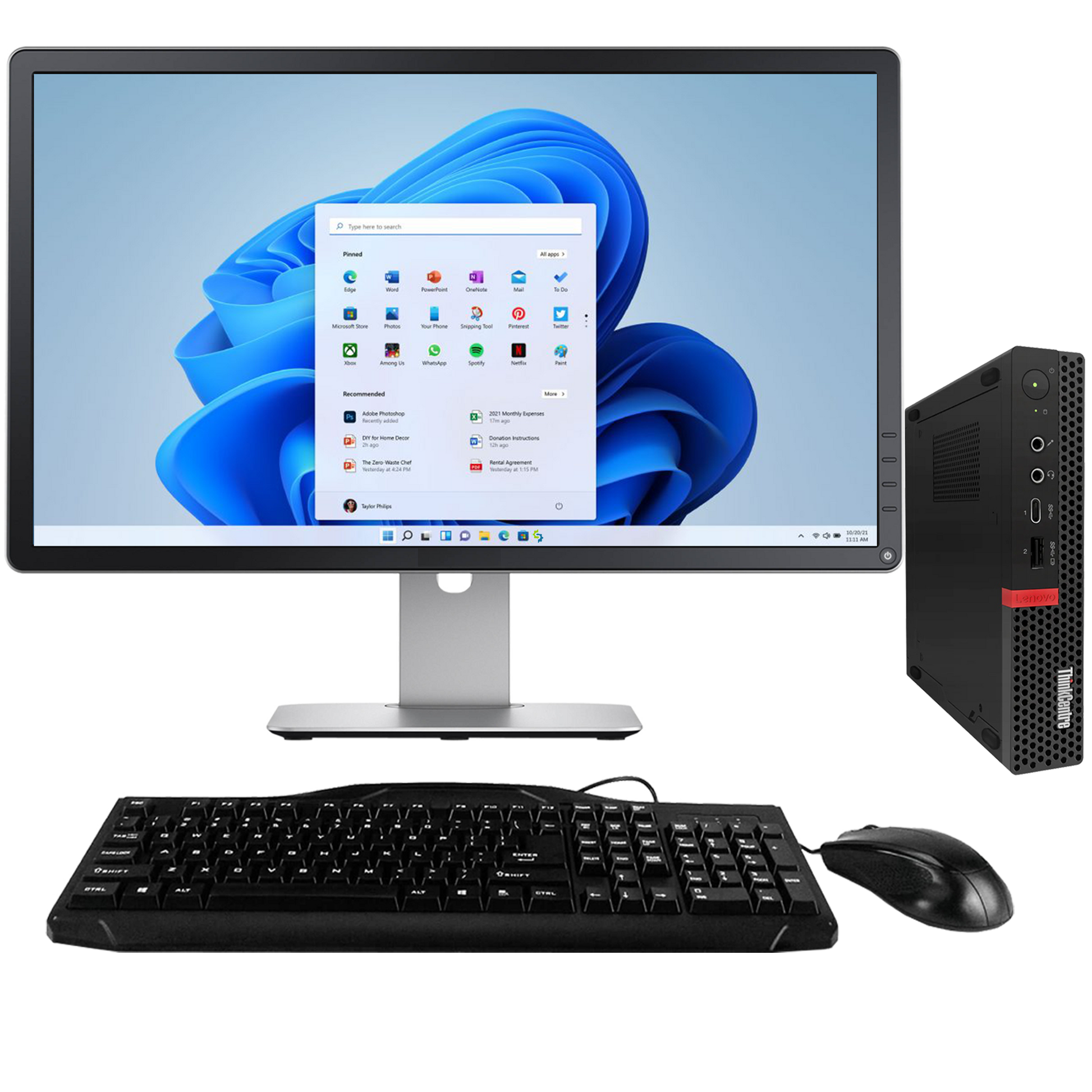 Lenovo ThinkCentre M720q Intel i5, 8th Gen Tiny PC with 20" Monitor Desktop Computers