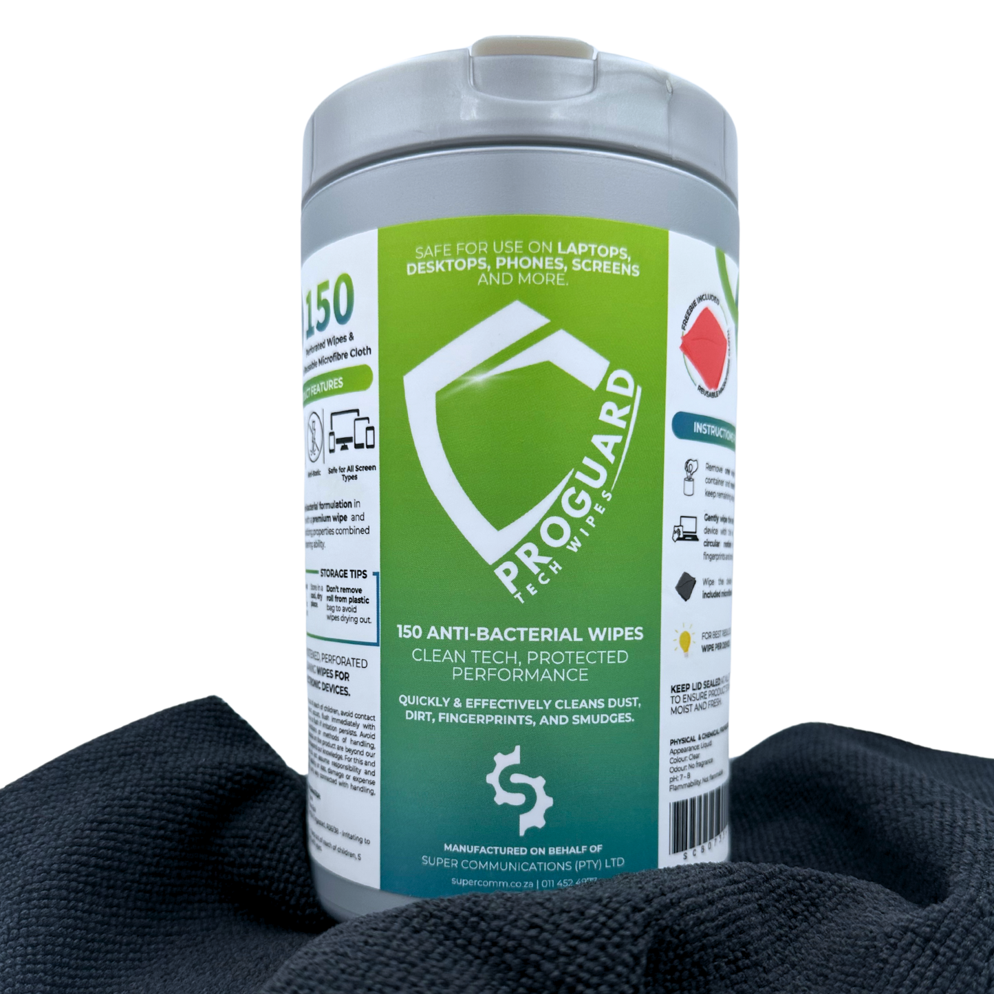 ProGuard Anti-Bacterial Device Cleaning Wipes + Reusable Microfibre Cloth