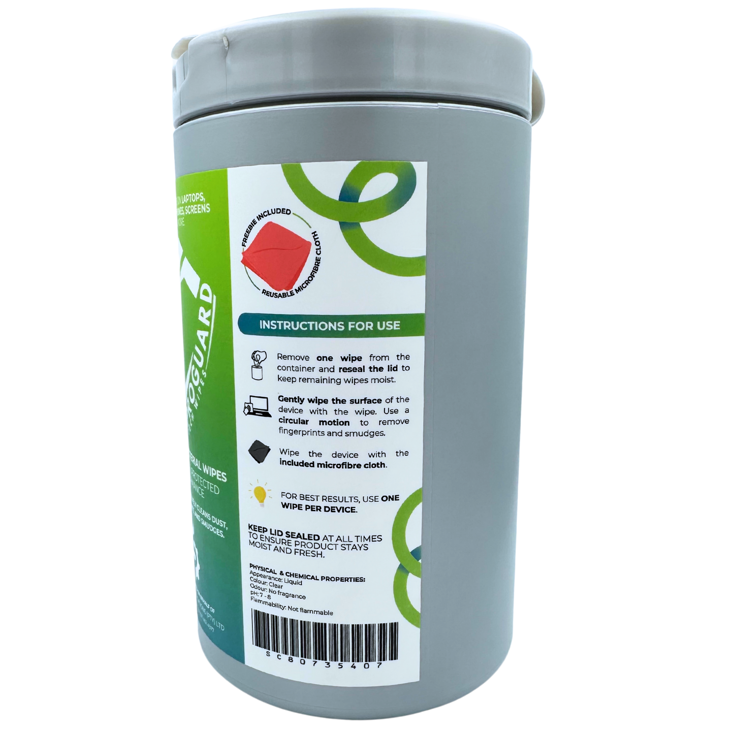 ProGuard Anti-Bacterial Device Cleaning Wipes + Reusable Microfibre Cloth