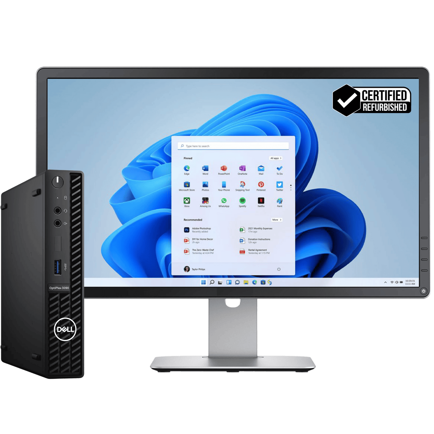 Dell Desktop Computers Dell OptiPlex 3090 Intel i5, 10th Gen USFF PC with 16GB Ram + 20" Monitor