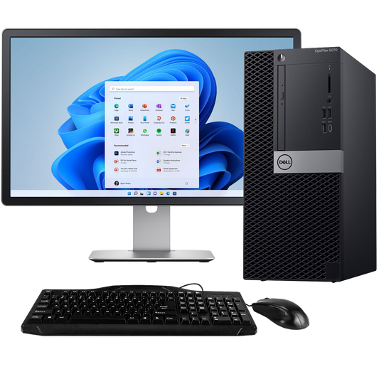 Dell Desktop Computers Dell OptiPlex 5070 Intel i5, 9th Gen Tower PC with 23" Monitor