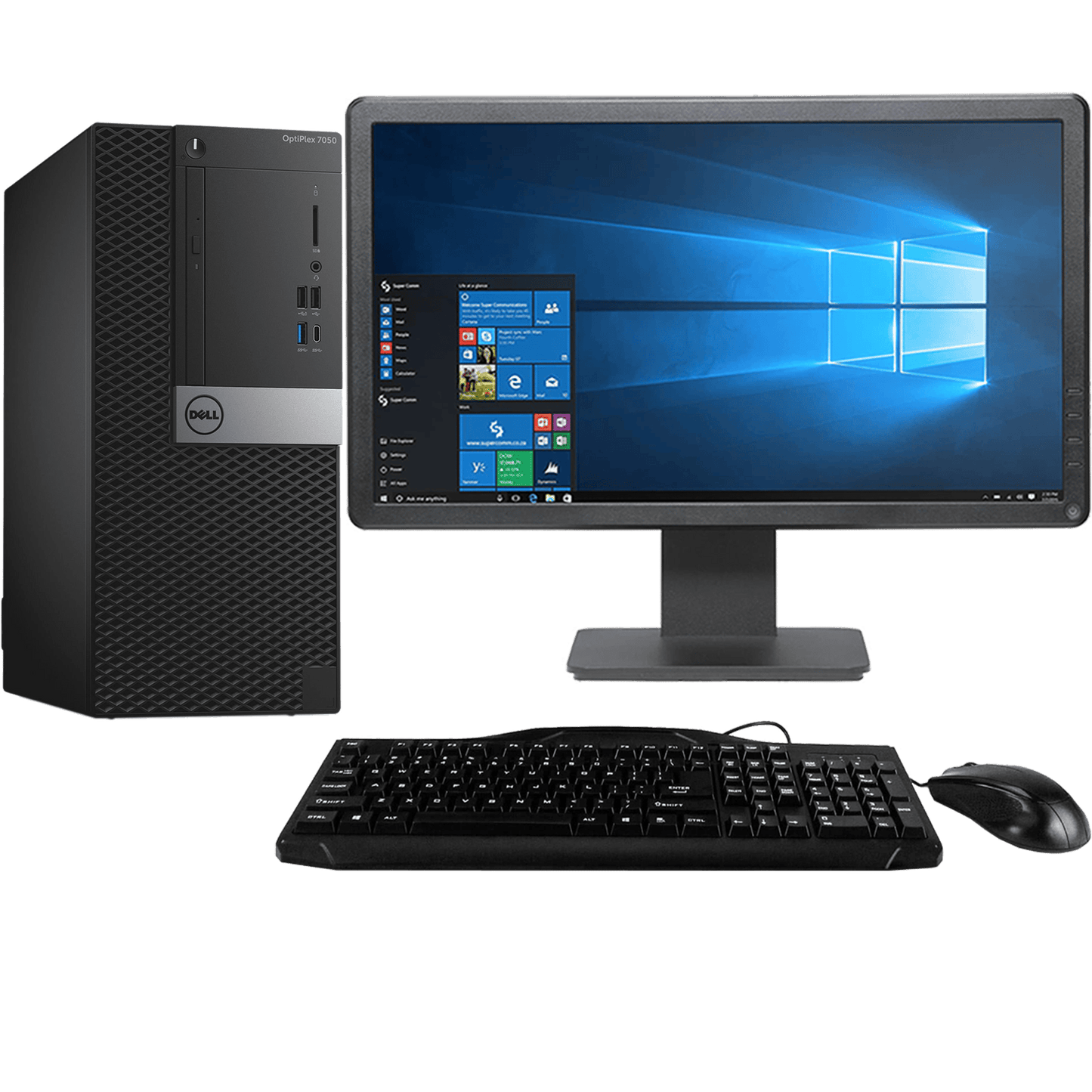 Dell Desktop Computers Dell OptiPlex 7050 Intel i7, 6th Gen Mini Tower PC with 22" Monitor