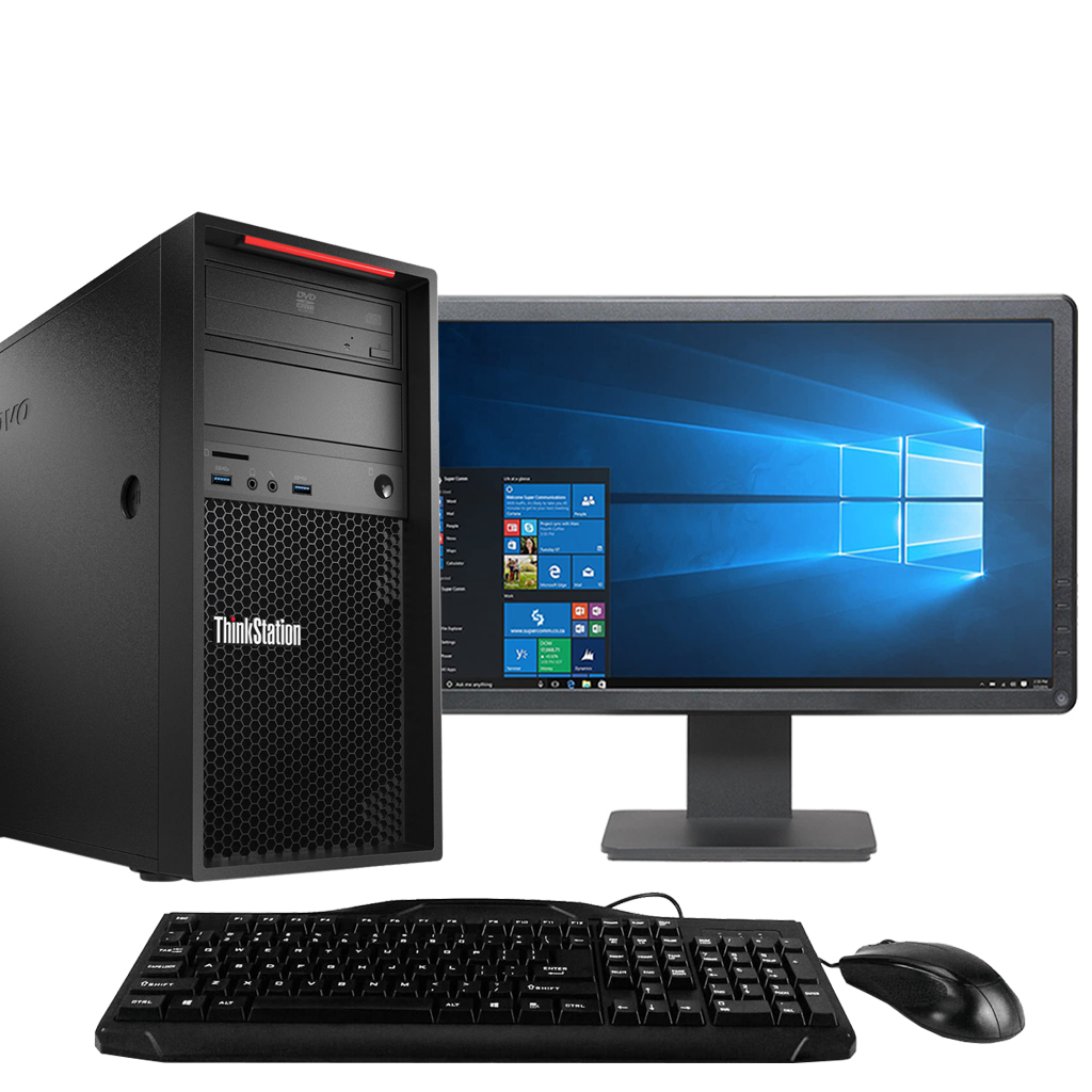 Lenovo ThinkStation P300 - Intel i5, 4th Gen Tower PC with 20" Monitor Desktop Computers