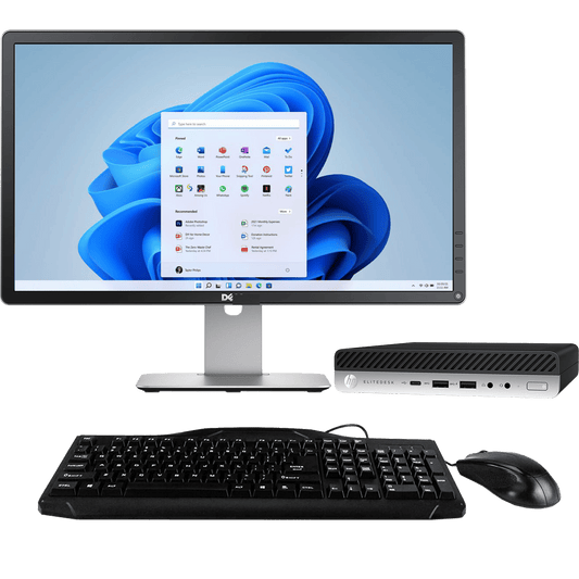 HP Desktop Computers HP 800 G5 EliteDesk Intel i5, 9th Gen USFF PC with 16GB Ram + 20" Monitor
