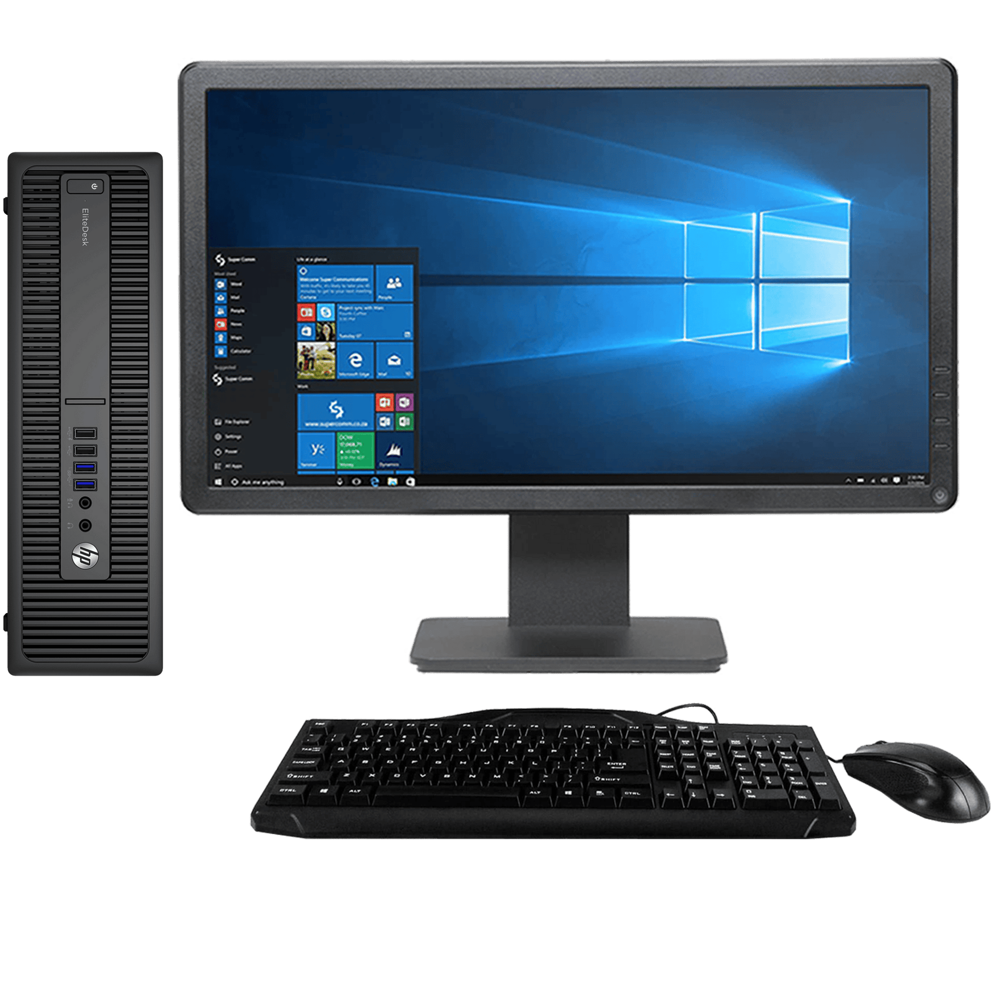 HP Desktop Computers HP EliteDesk 800 G2 Intel i5, 6th Gen SFF Desktop PC with 20" Monitor