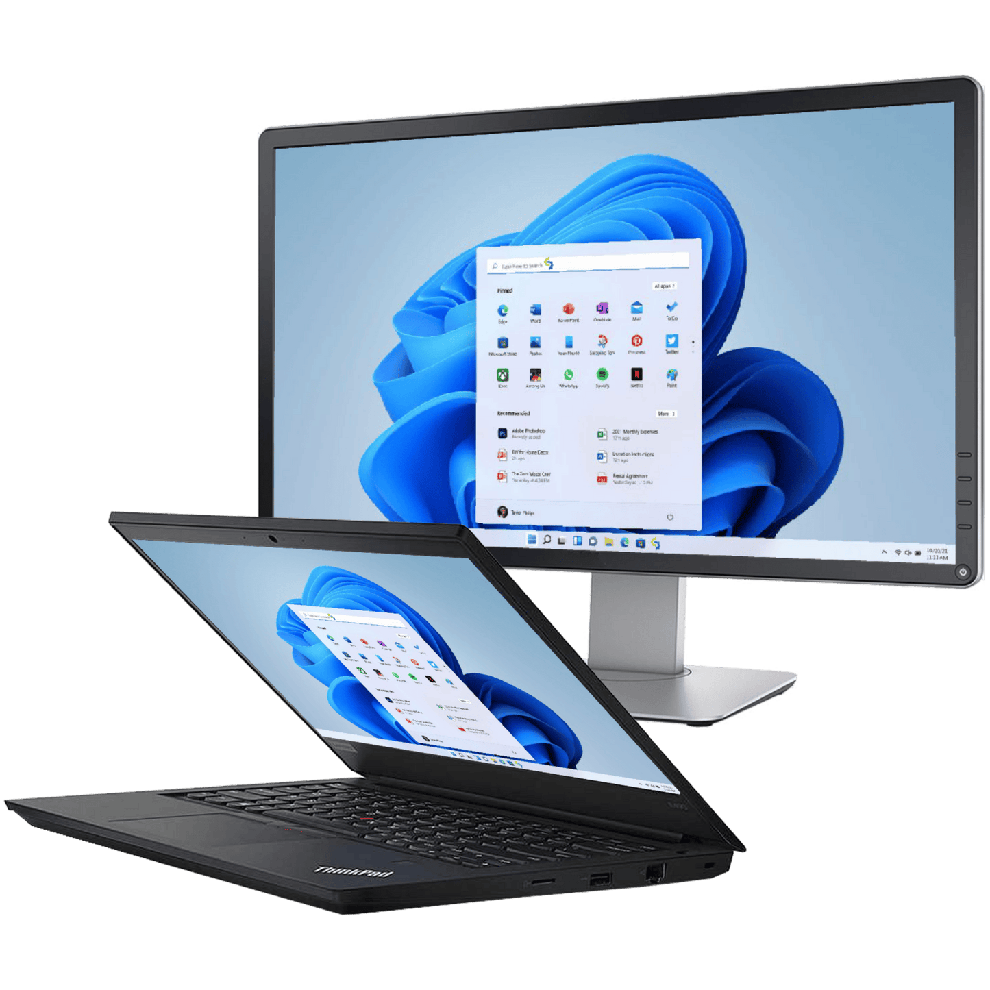 Lenovo Laptops - Refurbished Lenovo ThinkPad E490 Intel i5, 8th Gen Laptop with Win 11 + 20" Monitor