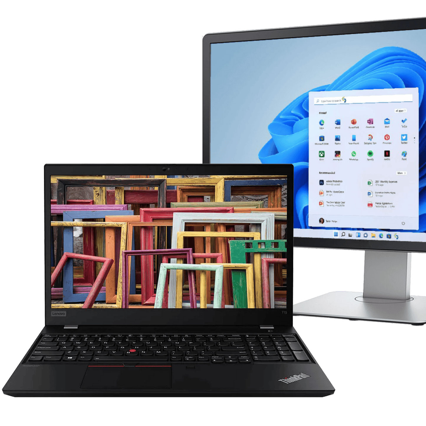 Lenovo Laptops - Refurbished Lenovo ThinkPad T15 Intel Core i5, 10th Gen Laptop with 20" Monitor
