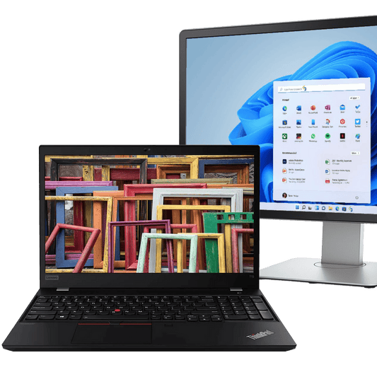 Lenovo Laptops - Refurbished Lenovo ThinkPad T15 Intel Core i5, 10th Gen Laptop with 20" Monitor