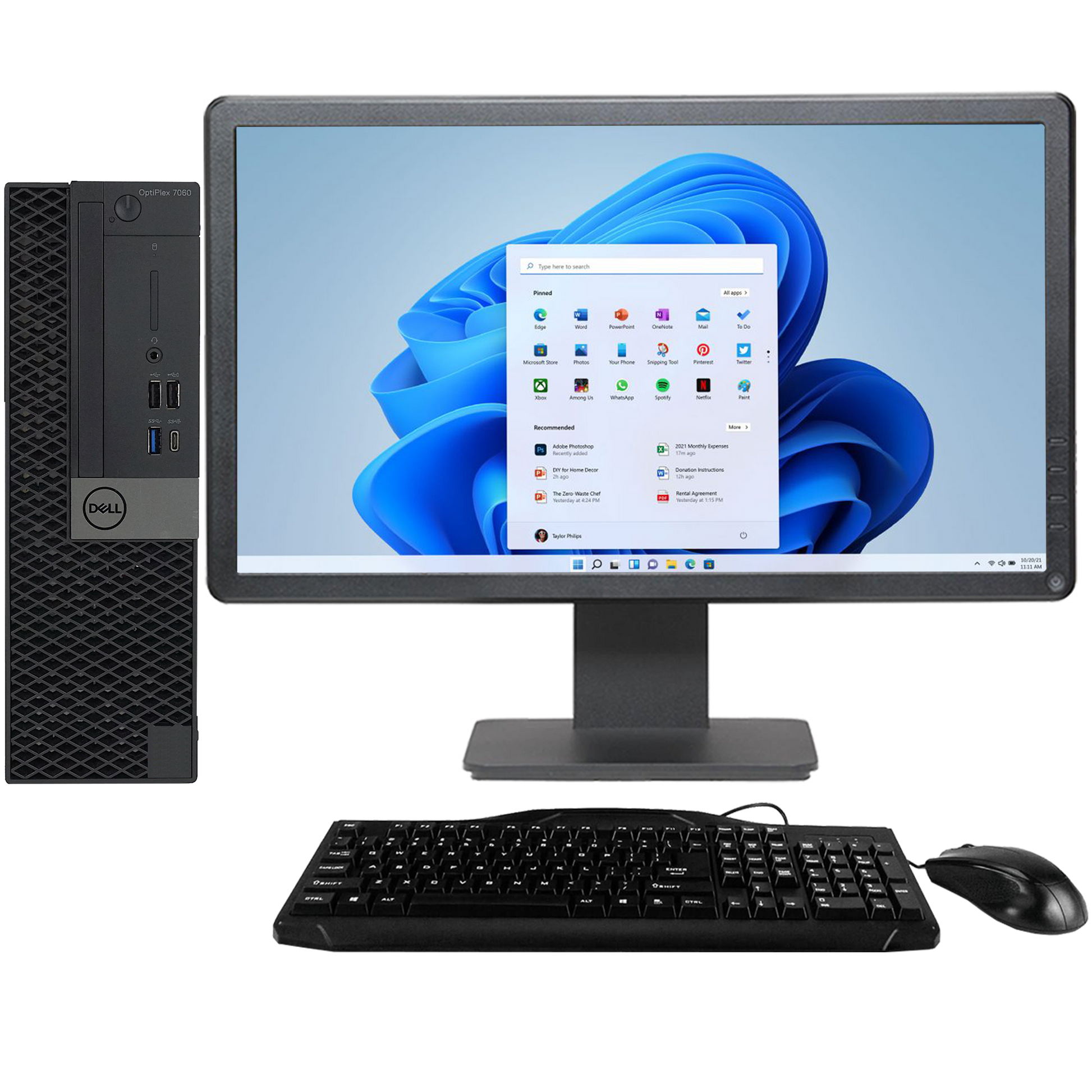 Dell OptiPlex GX7060 Intel i7, 8th Gen SFF Desktop PC with 20" Monitor Desktop Computers