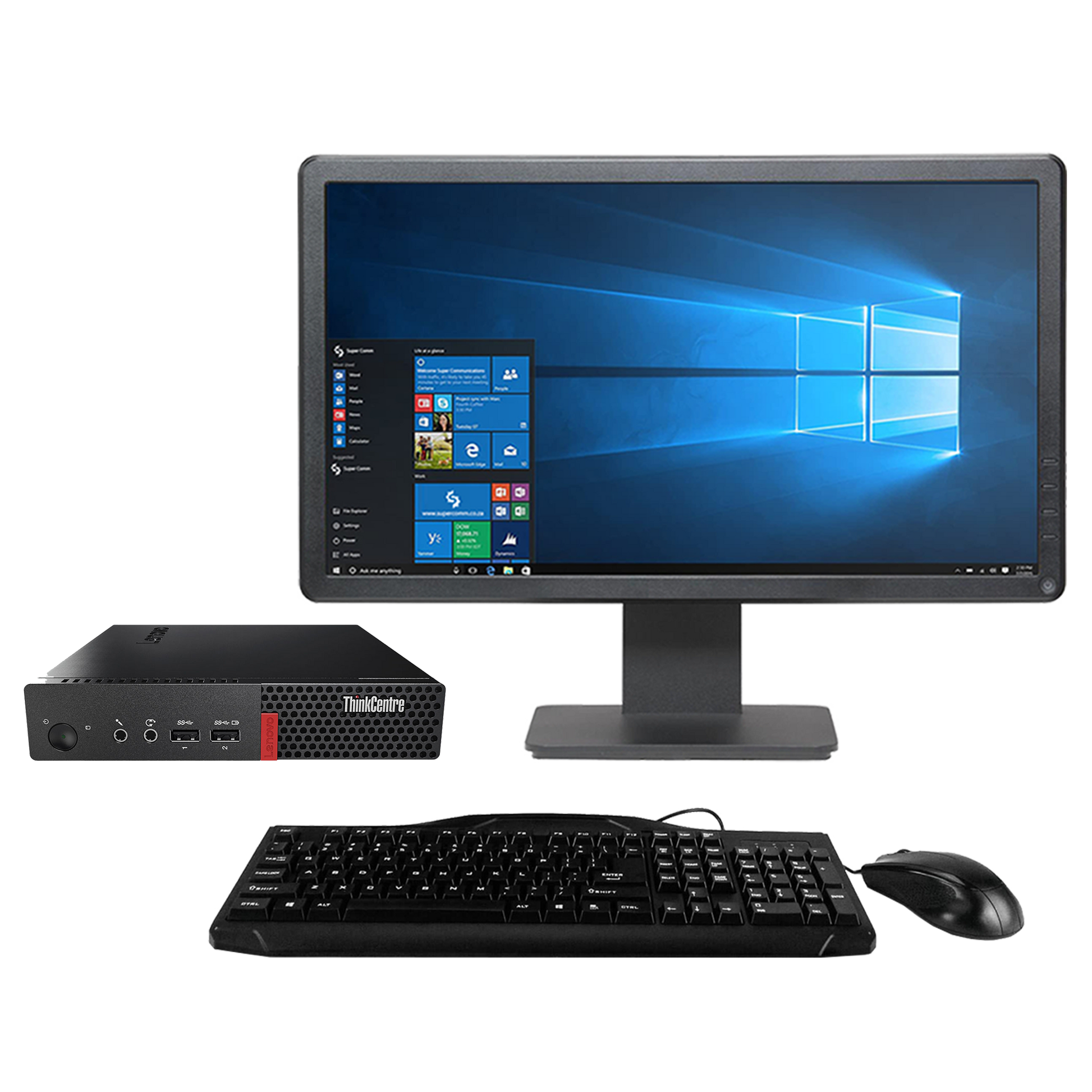 Lenovo ThinkCentre M710q Intel i3, 6th Gen Micro Desktop + 20" Monitor Desktop Computers