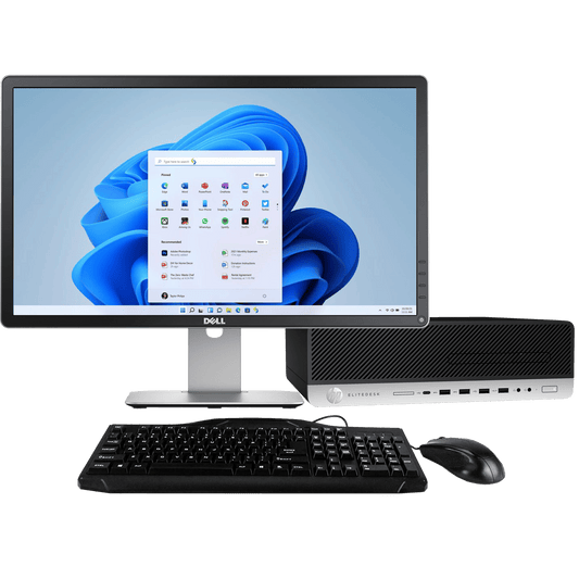 HP Desktop Computers HP 800 G5 EliteDesk Intel i7, 9th Gen SFF PC with 16GB Ram + 23" Monitor